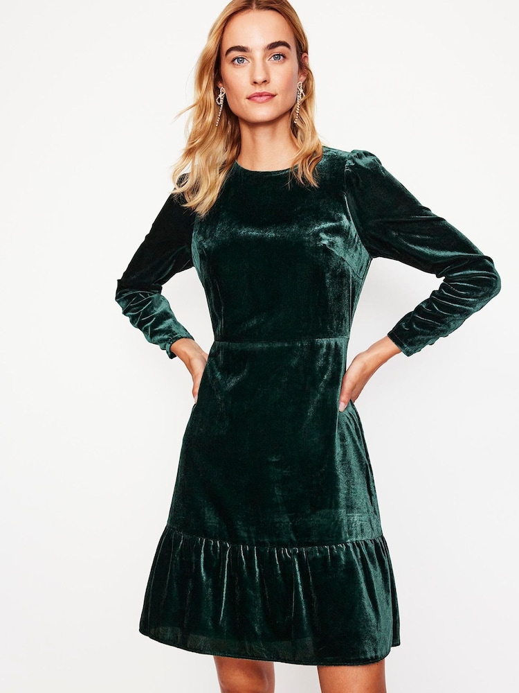 Boden Green Velvet Short Dress - Image 4 of 6