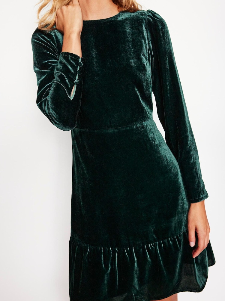Boden Green Velvet Short Dress - Image 5 of 6