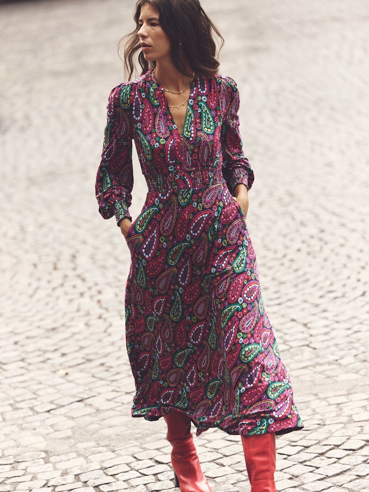 Boden Blue Ivy Smocked Midi Dress - Image 1 of 7