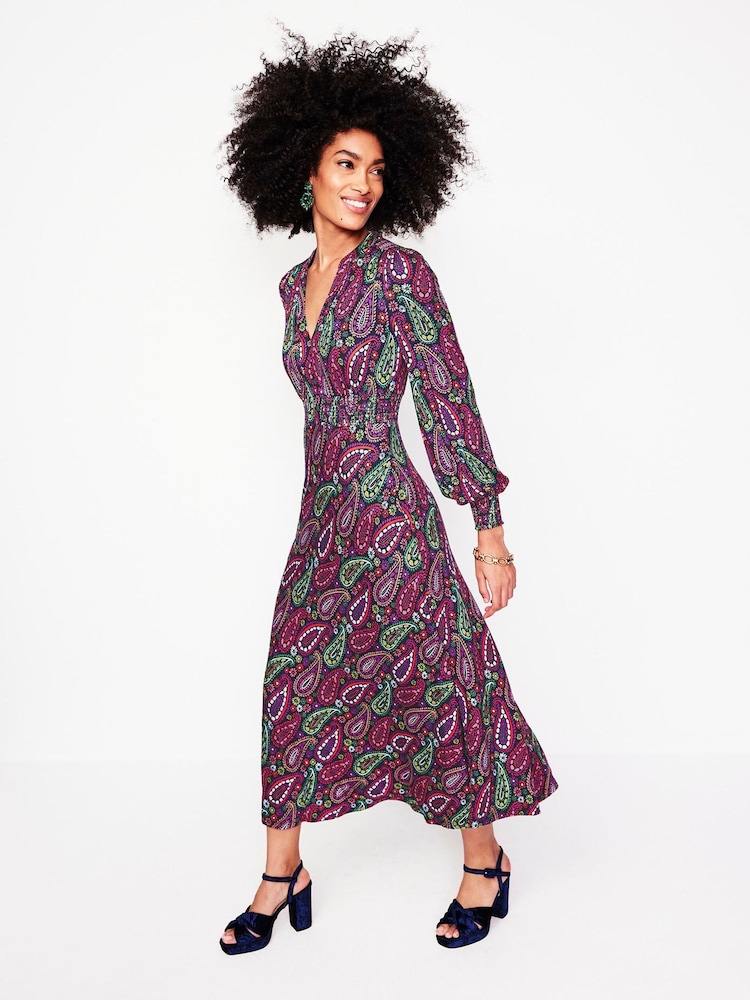 Boden Blue Ivy Smocked Midi Dress - Image 2 of 7
