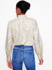 Boden Grey Isla Frill Detail 100% Cotton Blouse - Image 3 of 5
