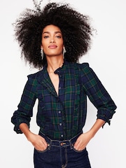 Boden Green Isla Frill Detail 100% Cotton Blouse - Image 1 of 6