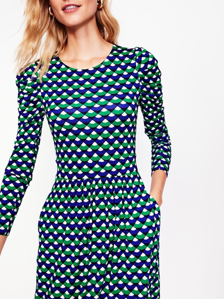 Boden Green Puff Sleeve Blouson Dress - Image 2 of 5