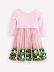 Boden Pink Velvet Tulle Christmas Appliqué Party Dress - Image 2 of 3