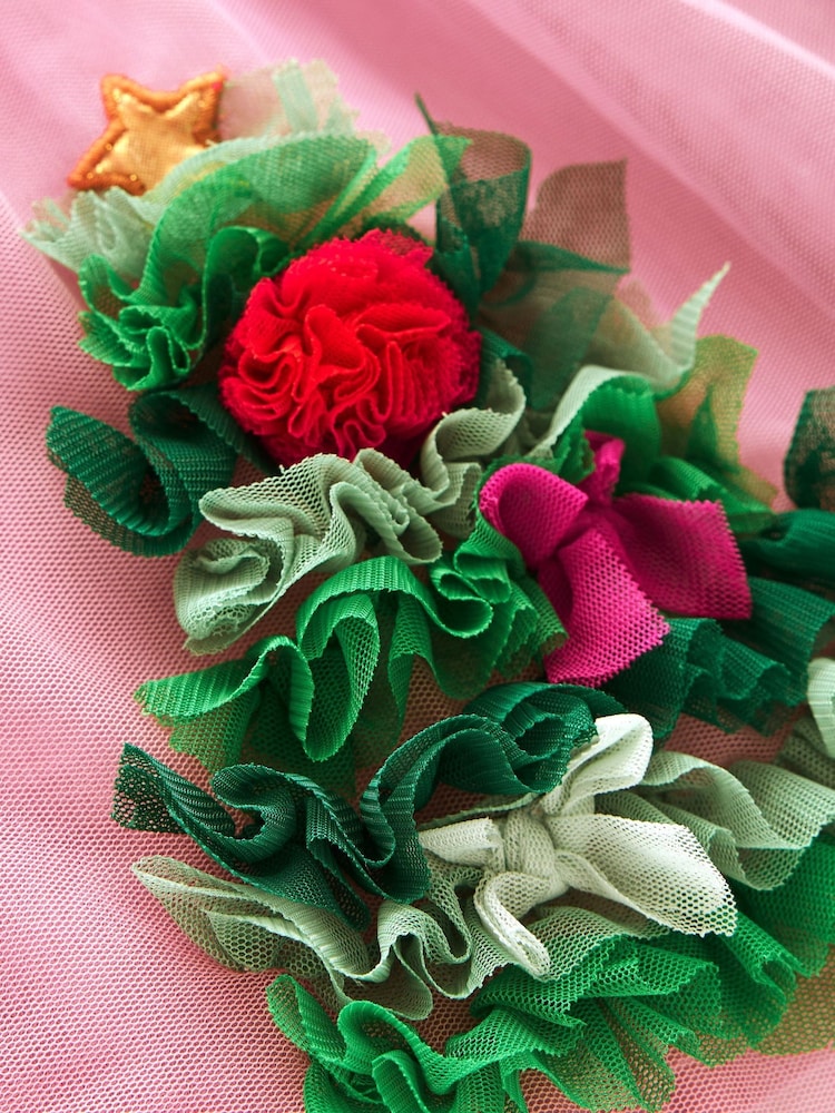 Boden Pink Velvet Tulle Christmas Appliqué Party Dress - Image 3 of 3 Boden Pink Velvet Tulle Christmas Appliqué Party Dress - Image 3 of 3