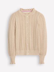Boden Gold Tia Pointelle Frilled Cardigan - Image 5 of 6
