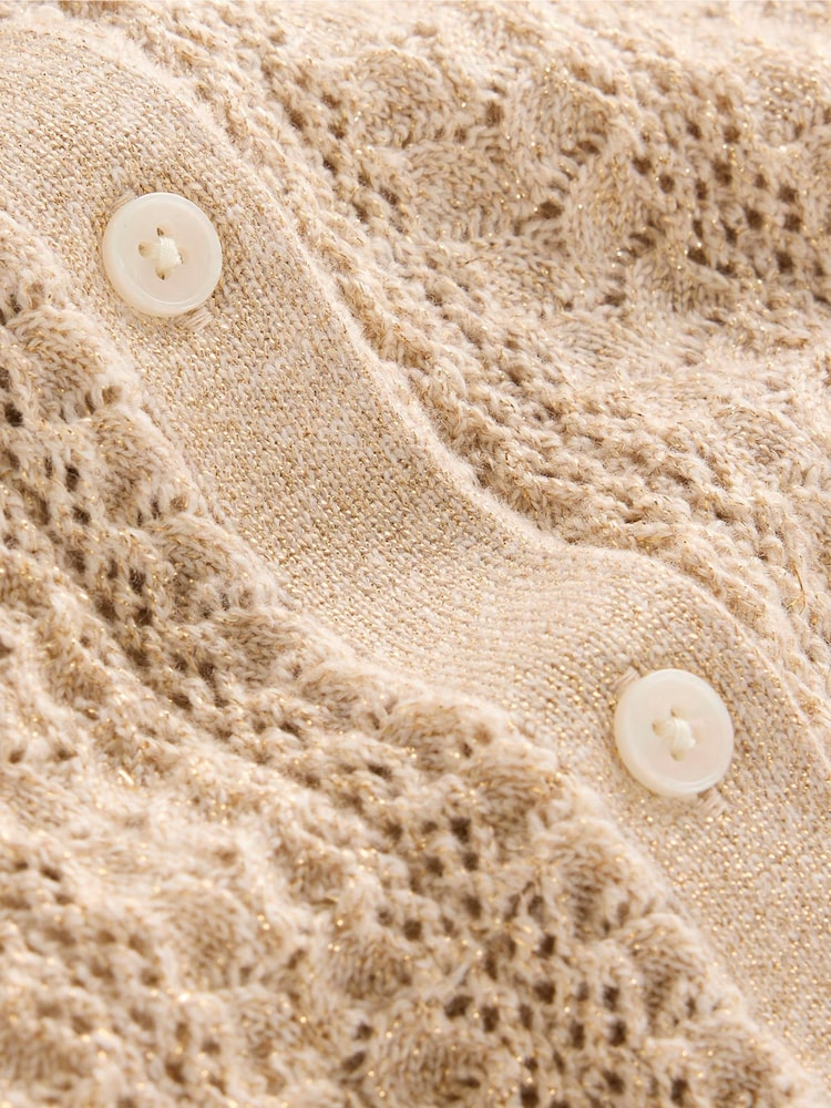 Boden Gold Tia Pointelle Frilled Cardigan - Image 6 of 6 Boden Gold Tia Pointelle Frilled Cardigan - Image 6 of 6