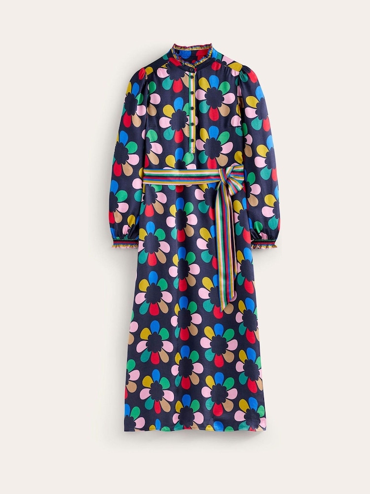 Boden Blue Jasmine Satin Midi Dress - Image 6 of 6
