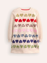 Boden Cream Ida Sweatshirt Appliqué Dress - Image 1 of 3