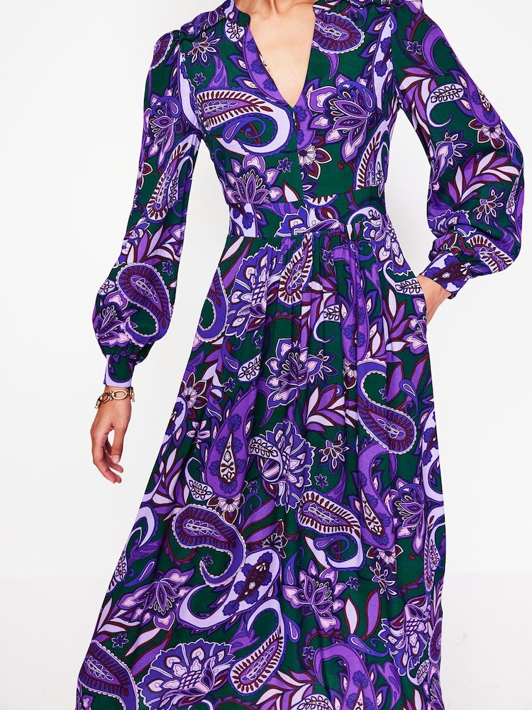 Boden Purple Zoe Trim Detail Midi Dress - Image 2 of 5