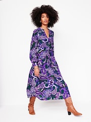 Boden Purple Zoe Trim Detail Midi Dress - Image 4 of 5