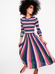 Boden Green Ribbed Metallic Party Dress - Image 2 of 6
