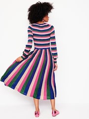 Boden Green Ribbed Metallic Party Dress - Image 4 of 6