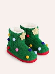 Boden Green Christmas Slipper Boots - Image 2 of 3