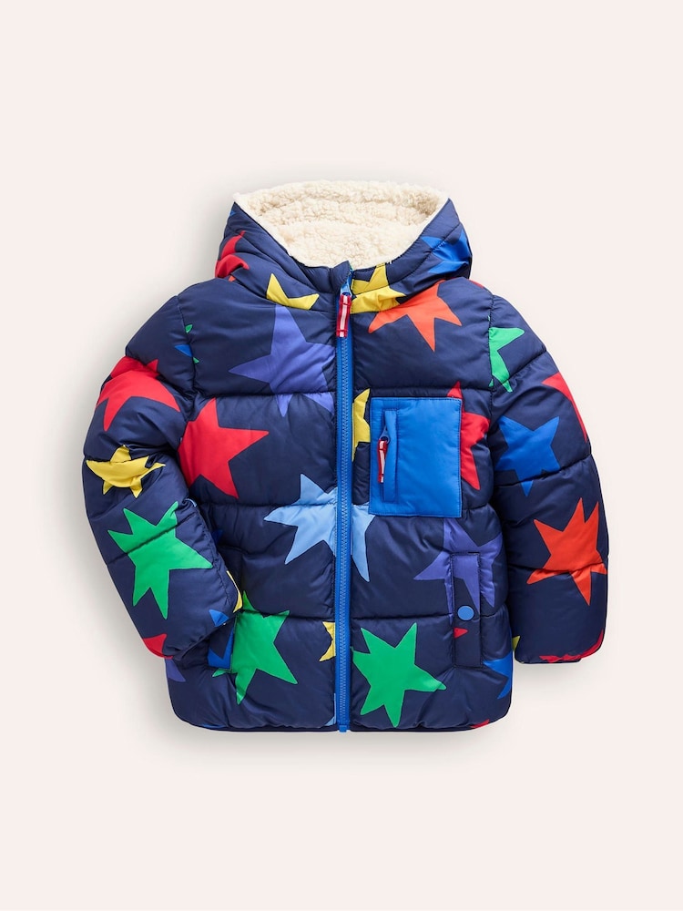 Boden Blue Blue Reversible Cosy Fleece Coat - Image 1 of 4 Boden Blue Blue Reversible Cosy Fleece Coat - Image 1 of 4