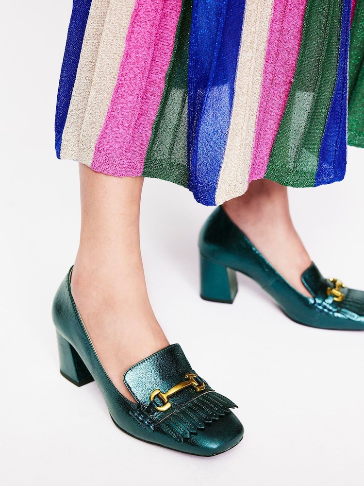 Boden Green Iris Ghillie Heeled Loafers - Image 2 of 5 Boden Green Iris Ghillie Heeled Loafers - Image 2 of 5