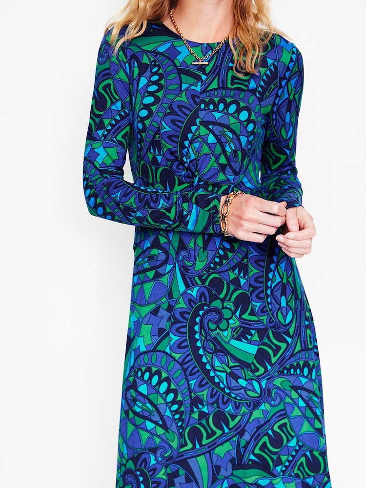 Boden Blue Twisted Waist Jersey Dress - Image 2 of 5