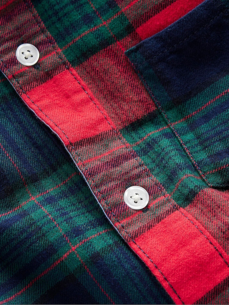 Boden Blue Checked Cosy 100% Cotton Shirt - Image 4 of 4