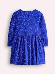 Boden Blue Coco 100% Cotton Appliqué Hem Christmas Jersey Dress - Image 2 of 3
