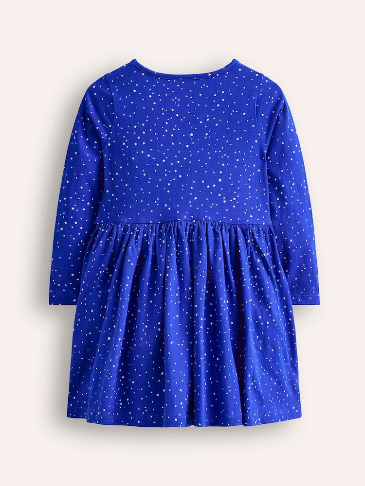 Boden Blue Coco 100% Cotton Appliqué Hem Christmas Jersey Dress - Image 2 of 3 Boden Blue Coco 100% Cotton Appliqué Hem Christmas Jersey Dress - Image 2 of 3