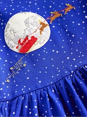 Boden Blue Coco 100% Cotton Appliqué Hem Christmas Jersey Dress - Image 3 of 3