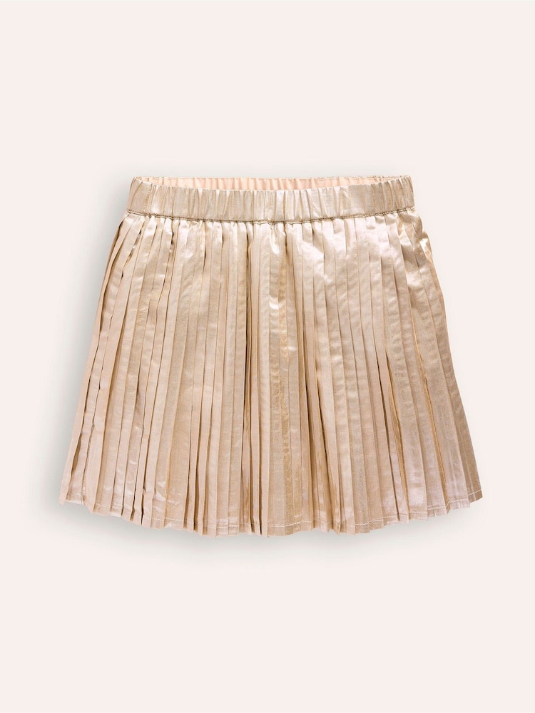 Boden Gold Pleated Mini Christmas Skirt - Image 1 of 4