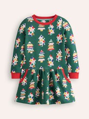 Boden Green Cosy Printed Christmas Sweatshirt Dress - Image 1 of 3