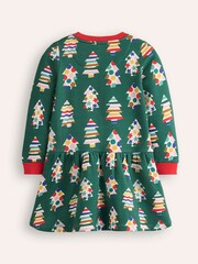 Boden Green Cosy Printed Christmas Sweatshirt Dress - Image 2 of 3