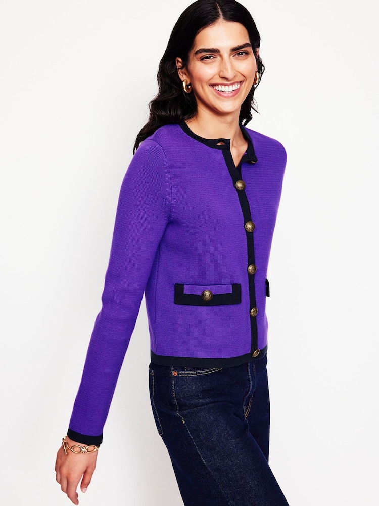 Boden Purple Holly Knitted 100% Cotton Jacket - Image 1 of 5