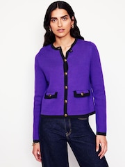 Boden Purple Holly Knitted 100% Cotton Jacket - Image 4 of 5