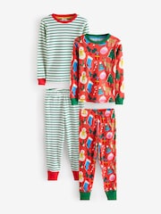 Boden Red Twin Pack Snug 100% Cotton Christmas Pyjamas - Image 1 of 10