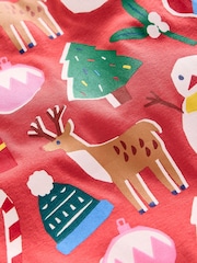 Boden Red Twin Pack Snug 100% Cotton Christmas Pyjamas - Image 10 of 10