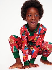 Boden Red Twin Pack Snug 100% Cotton Christmas Pyjamas - Image 3 of 10
