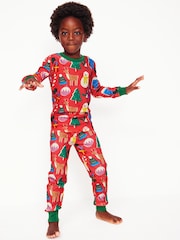 Boden Red Twin Pack Snug 100% Cotton Christmas Pyjamas - Image 5 of 10