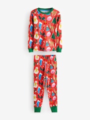 Boden Red Twin Pack Snug 100% Cotton Christmas Pyjamas - Image 6 of 10