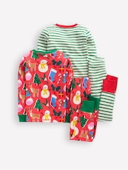 Boden Red Twin Pack Snug 100% Cotton Christmas Pyjamas - Image 9 of 10