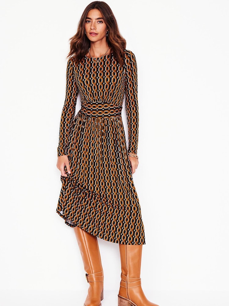 Boden Brown Thea Long Sleeve Jersey Dress - Image 2 of 4
