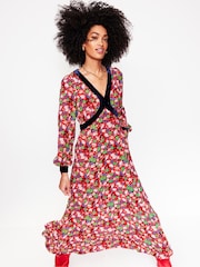 Boden Red Velvet Trim Maxi Tea Dress - Image 1 of 5