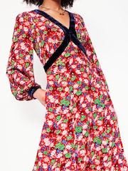 Boden Red Velvet Trim Maxi Tea Dress - Image 2 of 5