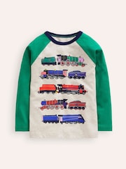 Boden Green 100% Cotton Printed Logo Raglan T-Shirt - Image 1 of 3