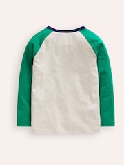 Boden Green 100% Cotton Printed Logo Raglan T-Shirt - Image 2 of 3