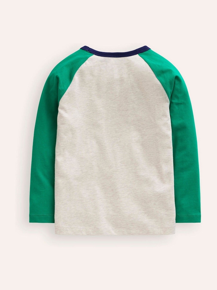 Boden Green 100% Cotton Printed Logo Raglan T-Shirt - Image 2 of 3