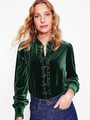 Boden Green Caroline Jersey Velvet Shirt - Image 1 of 5
