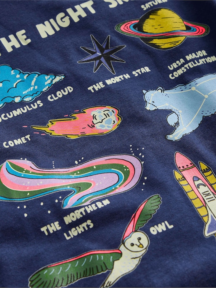 Boden Blue 100% Cotton Glow In The Dark T-Shirt - Image 3 of 3