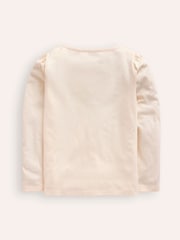 Boden Cream 100% Cotton Puff Sleeve Fairy Logo Top - Image 2 of 3