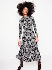 Boden Blue High Neck Tiered Jersey Dress - Image 2 of 6