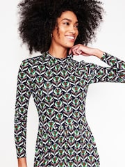 Boden Blue High Neck Tiered Jersey Dress - Image 3 of 6