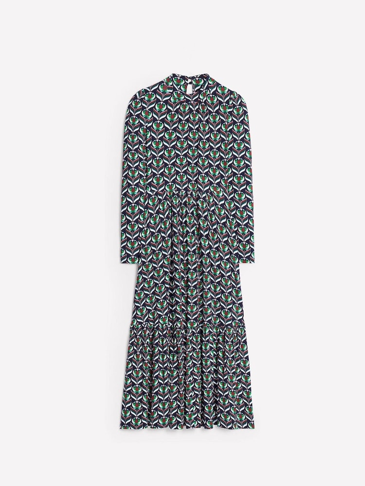 Boden Blue High Neck Tiered Jersey Dress - Image 6 of 6