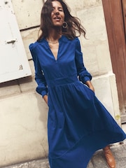 Boden Blue 100% Cotton Zoe Zip-Up Corduroy Midi Dress - Image 1 of 6