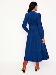 Boden Blue 100% Cotton Zoe Zip-Up Corduroy Midi Dress - Image 4 of 6
